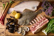 Fresh spring ingredients Ireland — monkfish, wild garlic and purple sprouting broccoli
