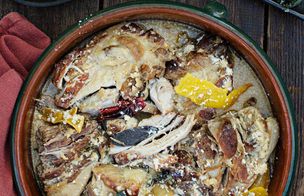 Slow-Cooked Pork Shoulder with Swiss Chard & Parmesan